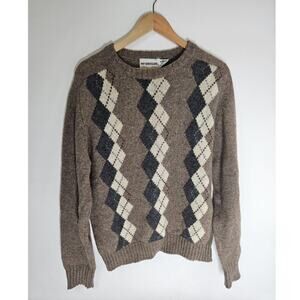Mcgregor Men Sweater Brown Design XLarge Wool Blend Vintage 80’s Long Sleeve USA